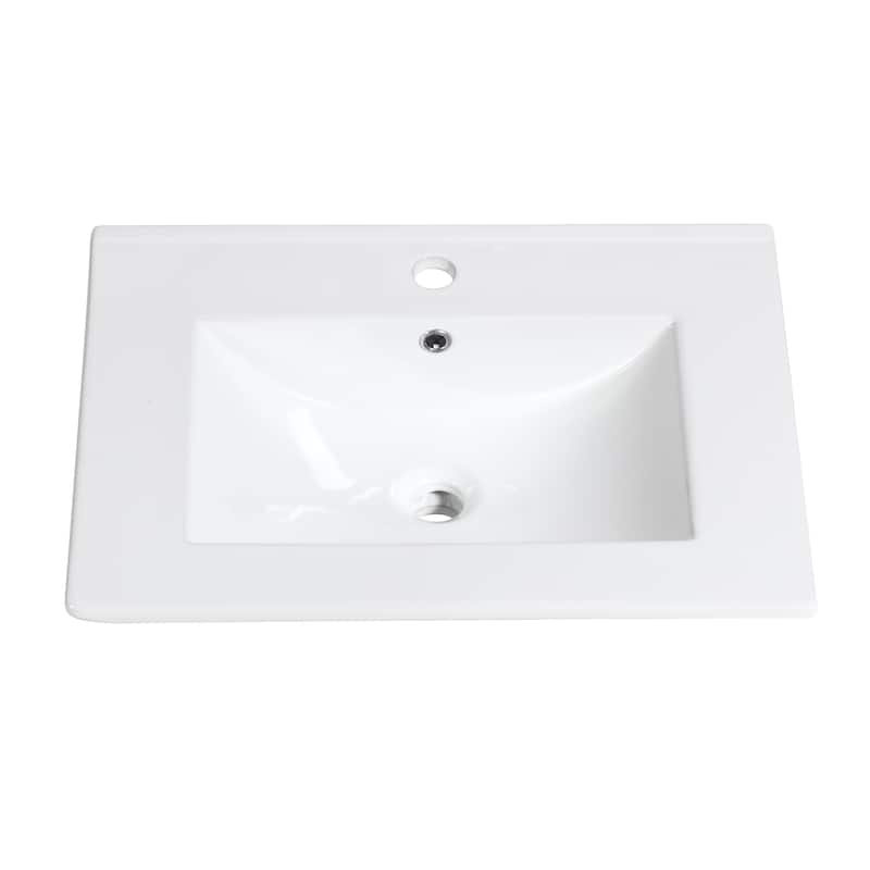 Saint Birch White Ceramic 1 Hole Single Bathroom Vanity Top With Sink - 24"