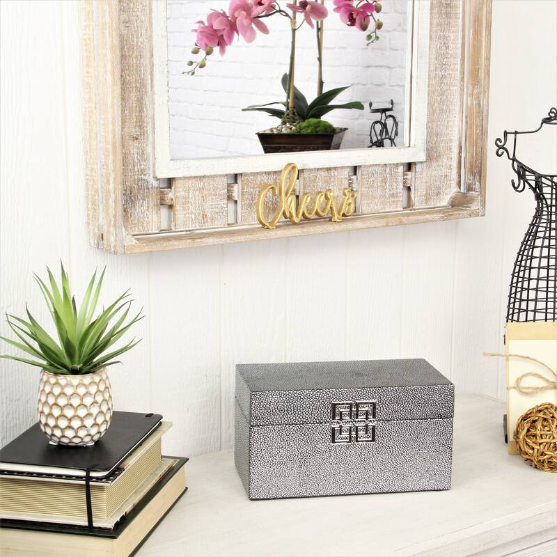 Galena White Shagreen Double Happiness Storage box Set of 2