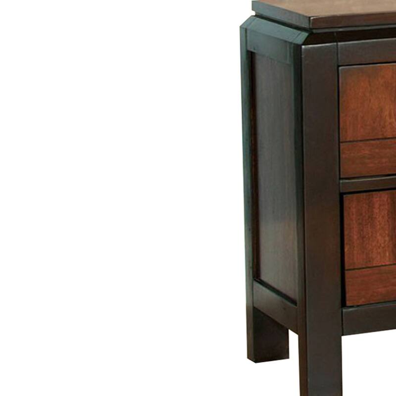 Walnut Brown 2 Drawer 24 in. W Nightstand with Sturdy Knob Pulls