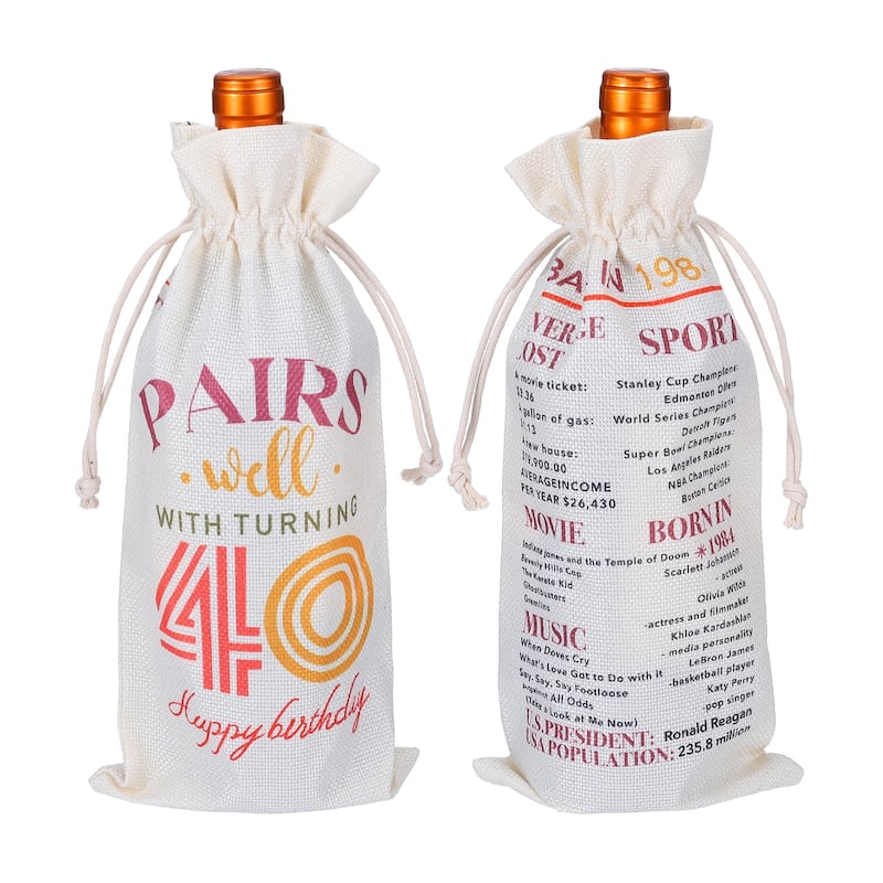 Happy Birthday Gifts Wine Bag for Women Men, Beige