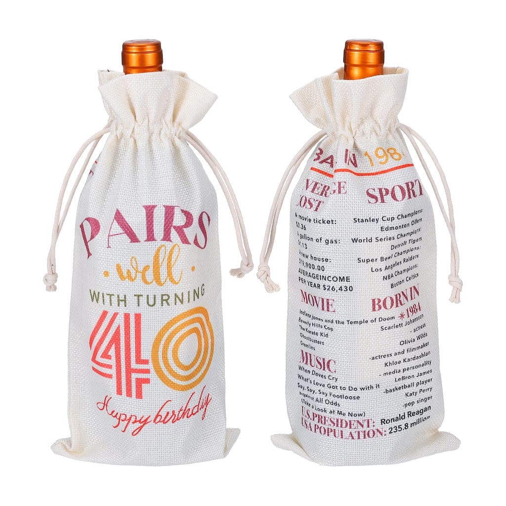 Happy Birthday Gifts Wine Bag for Women Men, Beige