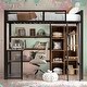 preview thumbnail 2 of 12, Modern Style Kids Metal Loft bed with Built-In Desk,A 3-Tier Shelf and Storage Wardrobe,Full Size