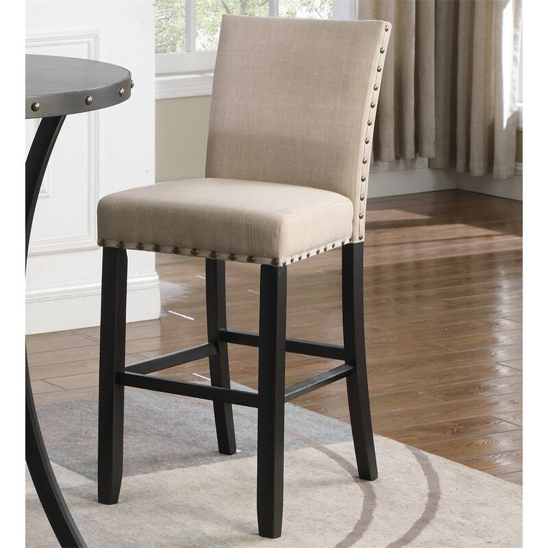 Fabric Bar Stools with Nailhead Trim,Set of 2