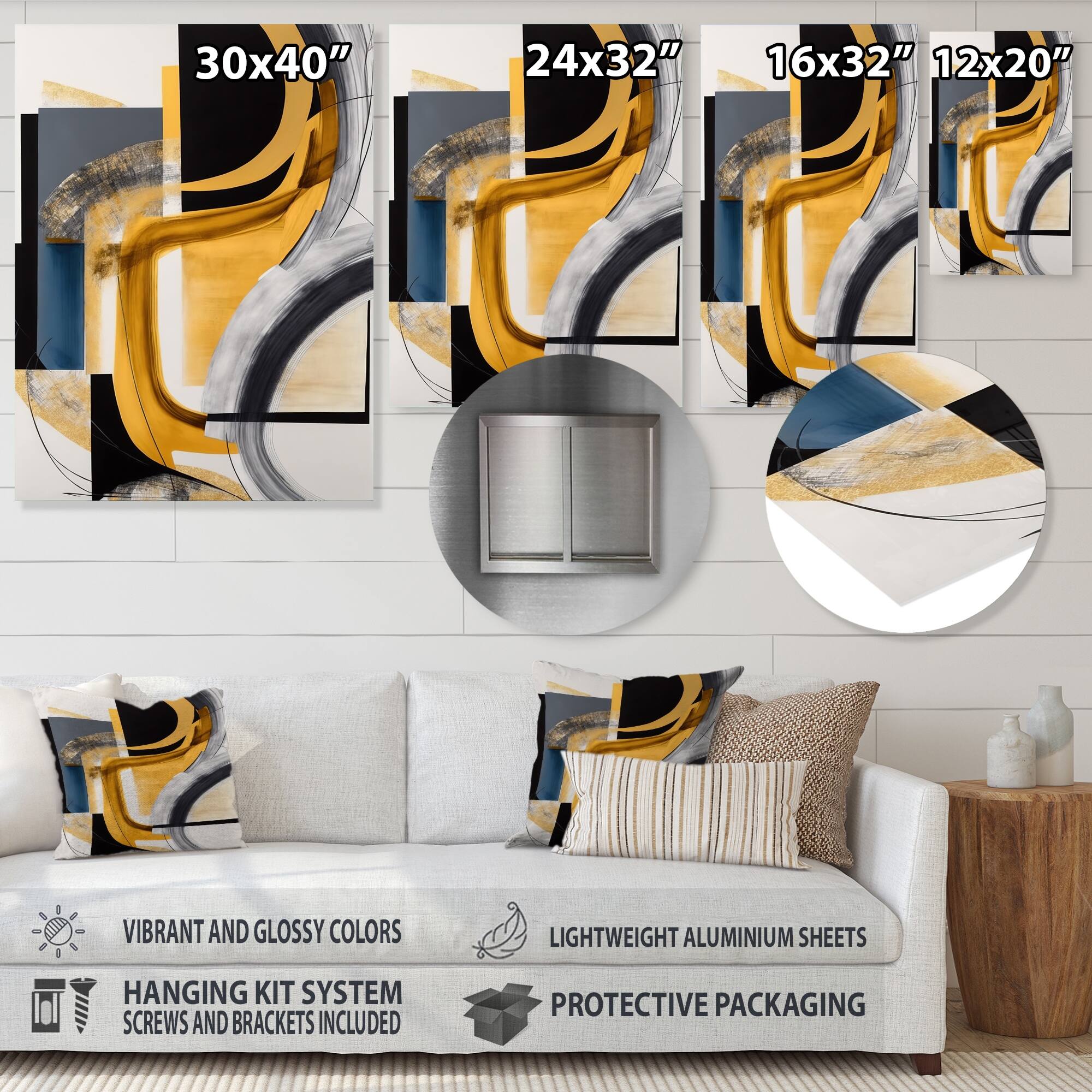 Designart 'Glam Gold And Black Expression IV' Modern Transitional Metal