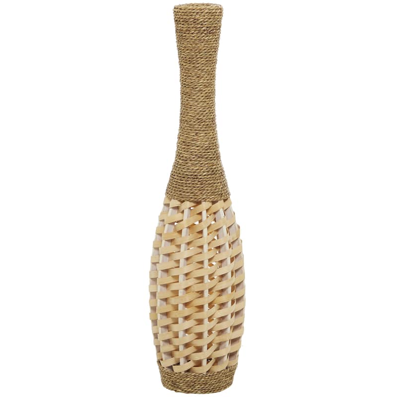 Seagrass Handmade Tall Woven Floor Decorative Vase - Brown - Roche River Decor - Brown - 8"W, 32"H