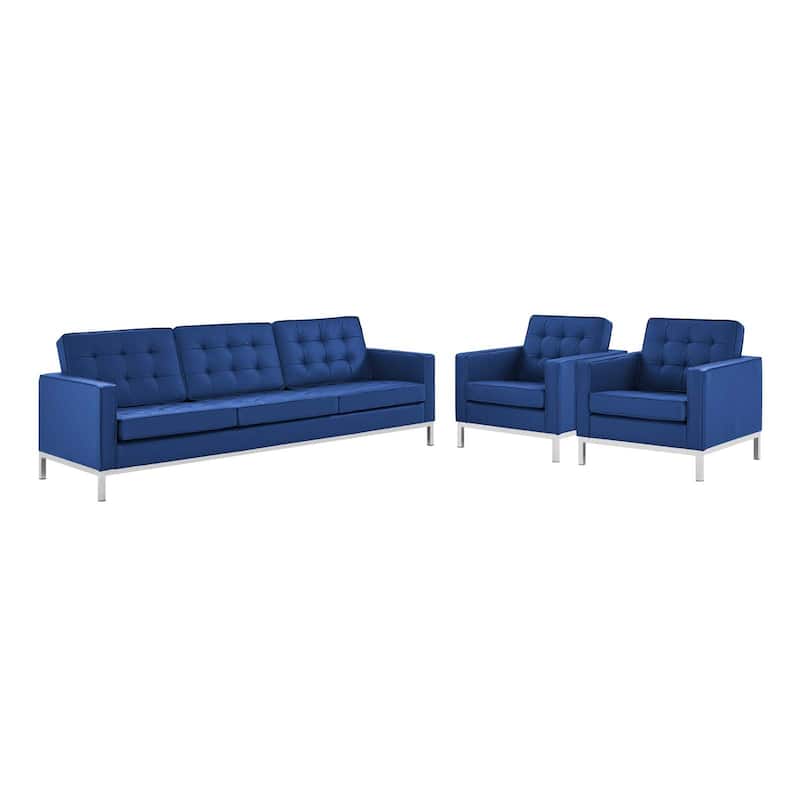 Loft Tufted Vegan Leather 3-Piece Furniture Set