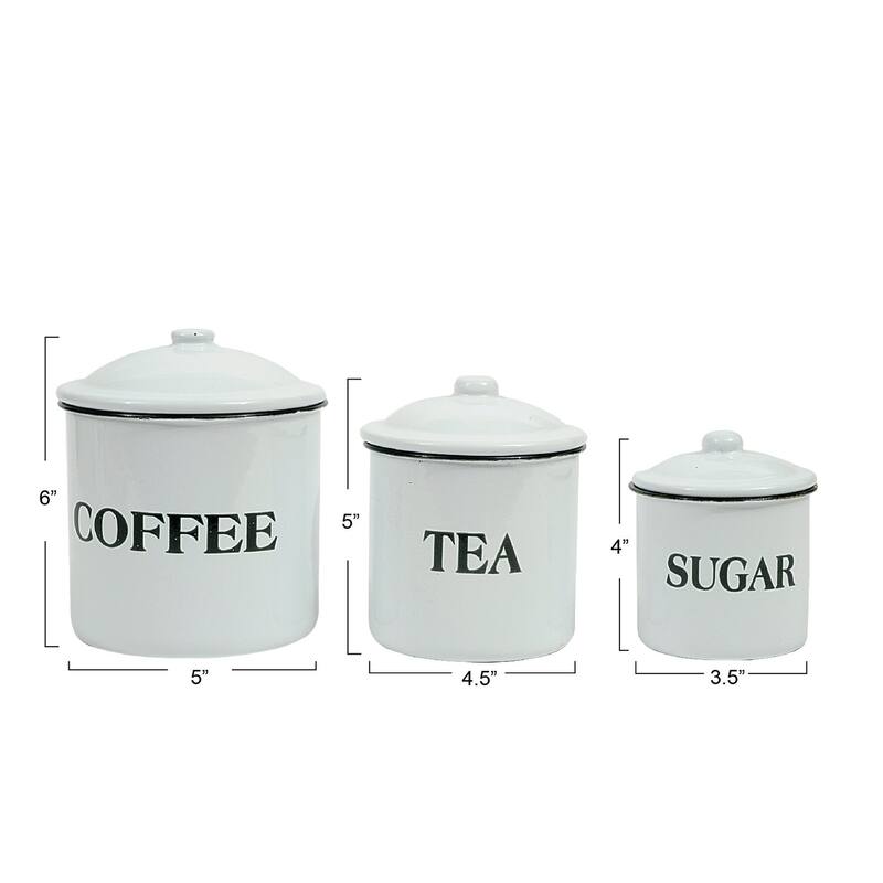 Metal Containers with Lids, Coffee, Tea, Sugar