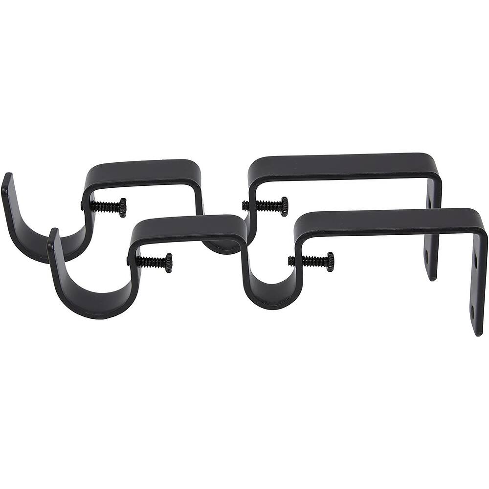 Meriville Double Curtain Rod Bracket - Designed for 1" Frond Rod and 5/8" Back Rod Double Drapery Rod