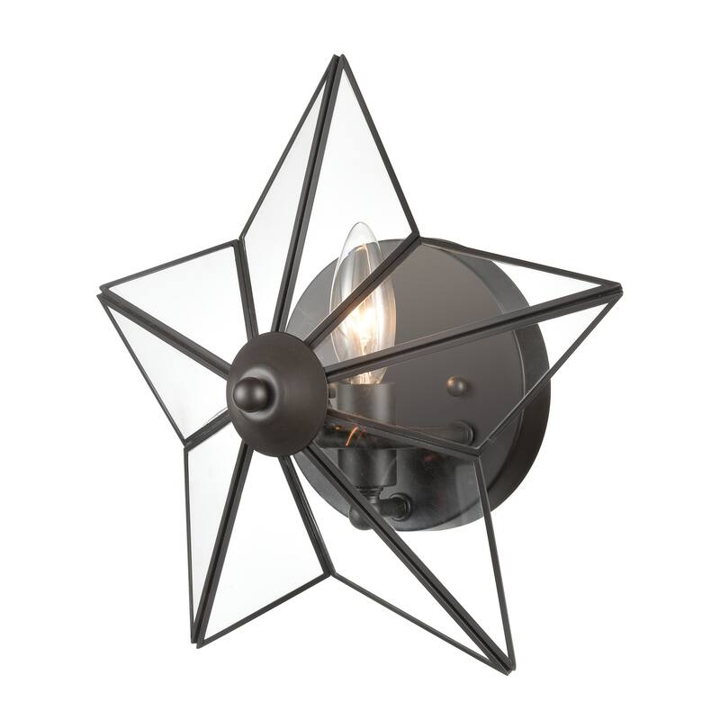 Moravian Star 12'' High 1-Light Sconce - Oil Rubbed Bronze - 12 inch Tall - Oil Rubbed Bronze - 12 inch Tall