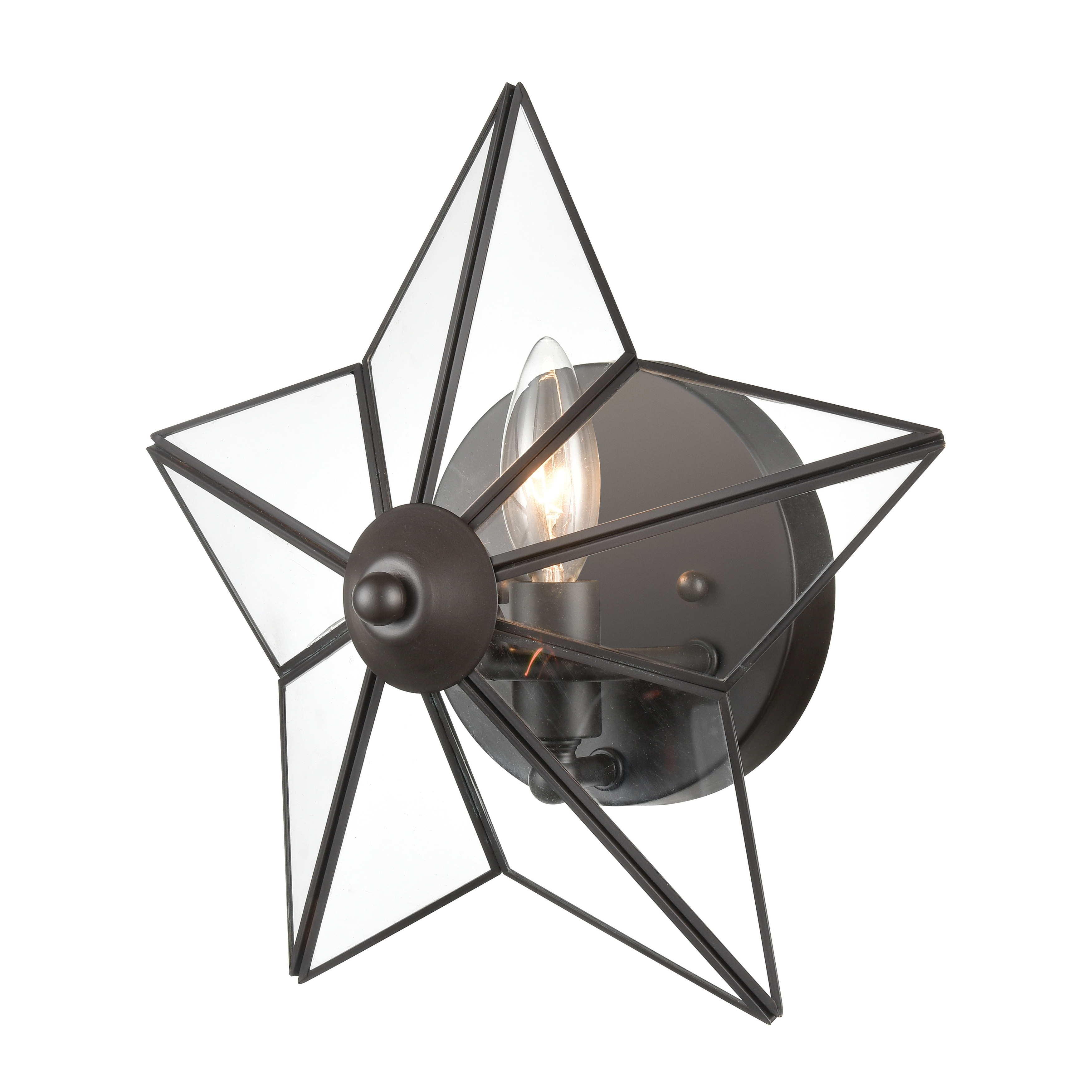Moravian Star 12'' High 1-Light Sconce - Oil Rubbed Bronze - 12 inch Tall