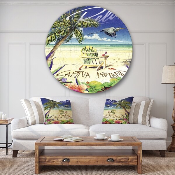 Designart 'Relax Palm Chair' Nautical & Coastal Metal Circle Wall