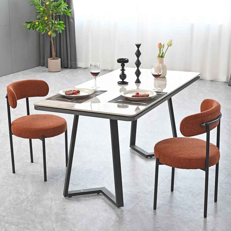 Mid-Century Boucle Dining Chairs