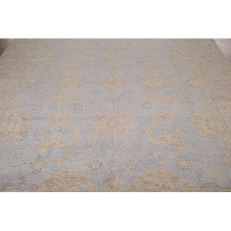All-Over Oushak Area Rug Hand-Knotted Wool Carpet - 8'2"x 9'9"