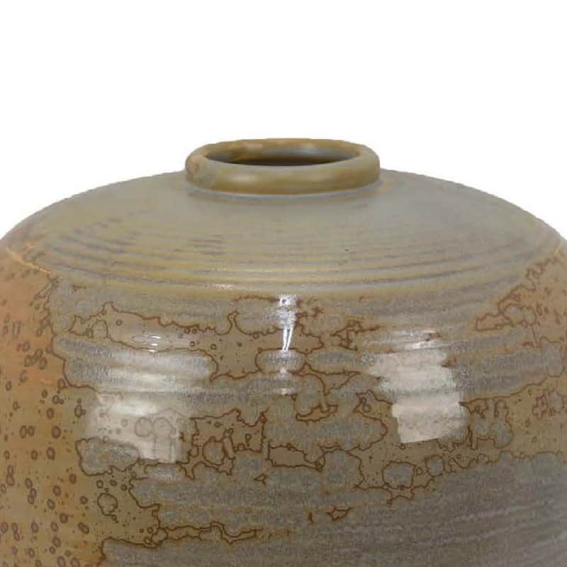 Simie Decorative Round Vase, Subtle Texture Brown Gray Ceramic 11 Inch