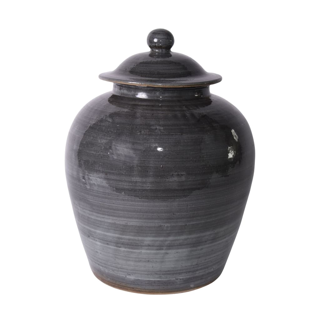 Iron Gray Village Lidded Jar - 14x14x19