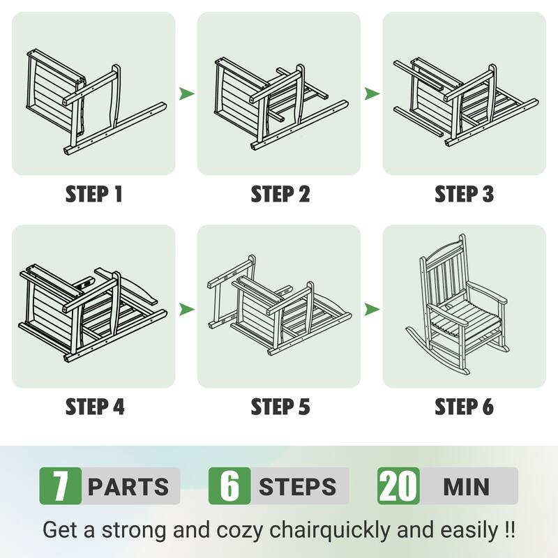 Outdoor Adirondack Rocking Chair, All-Weather Patio Rocking Chairs, HDPE Plastic Outdoor Rocking Chairs with Wide Back