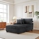 preview thumbnail 70 of 116, Modular Armchair and Ottoman Set with Adjustable Headrest, Flannel Upholstery Gray - Left Facing