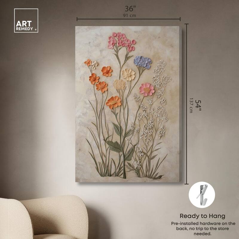 Sculpted Flora Frieze IV Canvas by Art Remedy, Gallery Wrapped