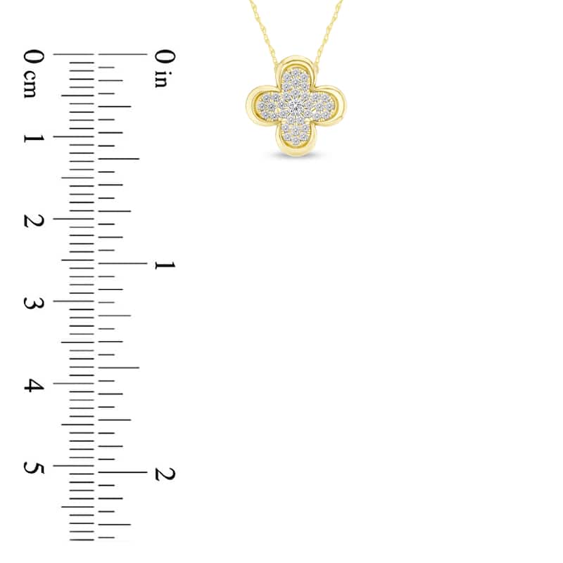 1/5ct TDW Diamond Clover Frame Pendant Necklace in 10k Gold for Women