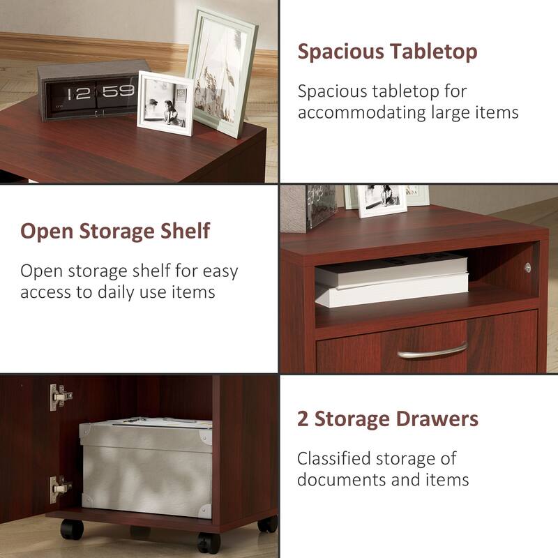 Mobile Storage Cabinet Organizer, 15.7"W x 13.8"D x 23.6"H