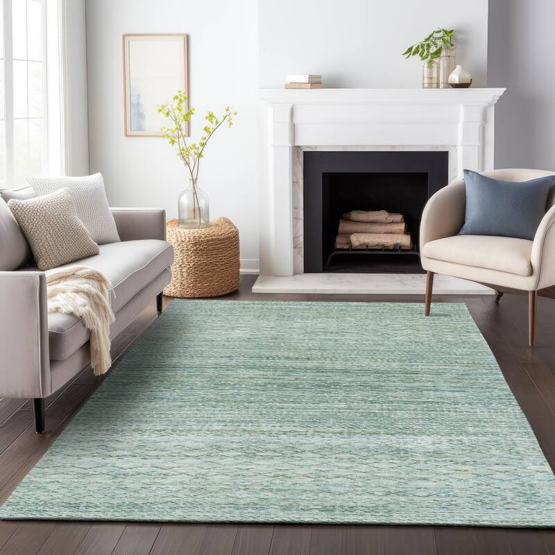 Machine Washable Indoor/Outdoor Modern Trellis Chantille Rug