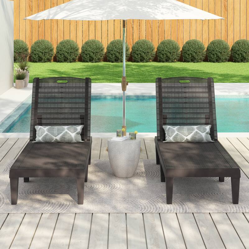 2-Piece Adjustable Outdoor Chaise Lounge Set with Ergonomic Backrest by Harper&Bright Designs - Dark Brown