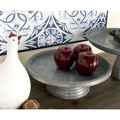Gray Metal Galvanized Cake Stand - 13 x 13 x 4