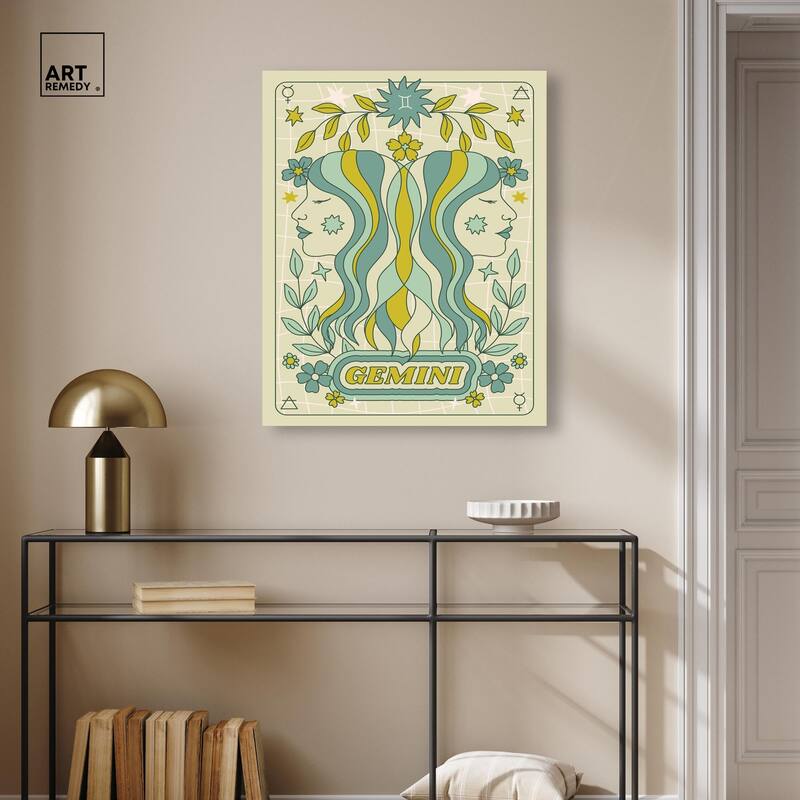 Gemini Stars Card Canvas by Art Remedy, Gallery Wrapped