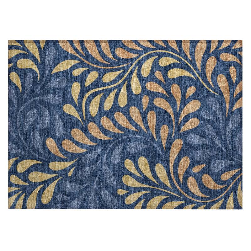 Machine Washable Indoor/ Outdoor Floral Arabesque Chantille Rug