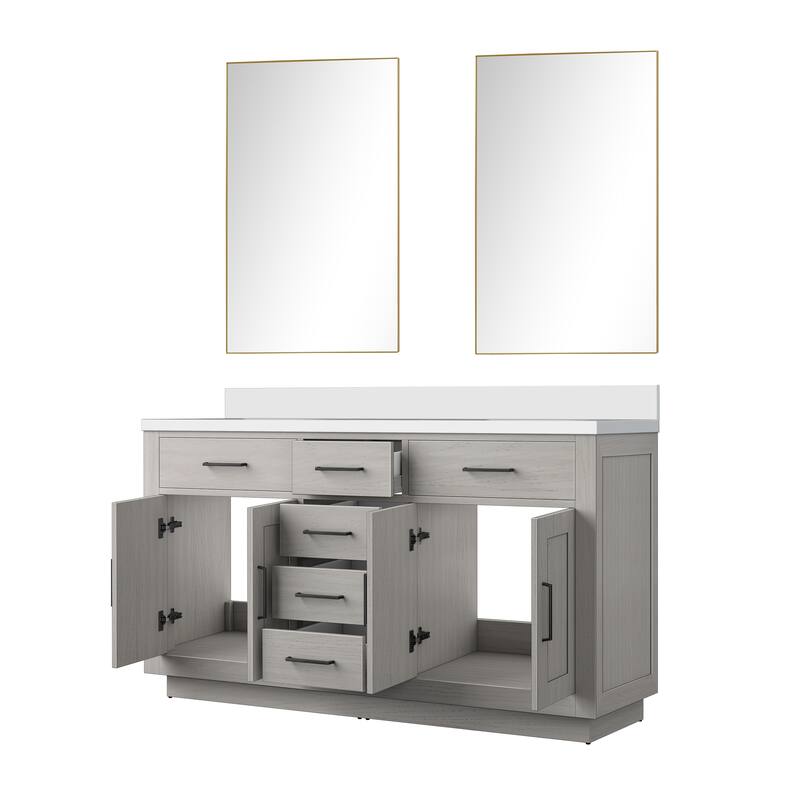 Abbey Bath Vanity with Cultured Marble Top, Sink and Mirror
