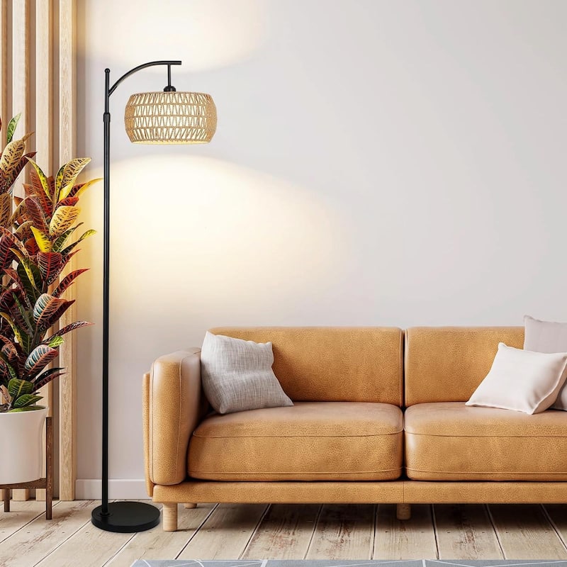 Versatile Arc Floor Lamp with Remote, Adjustable Brightness and 360° Rotatable Arm