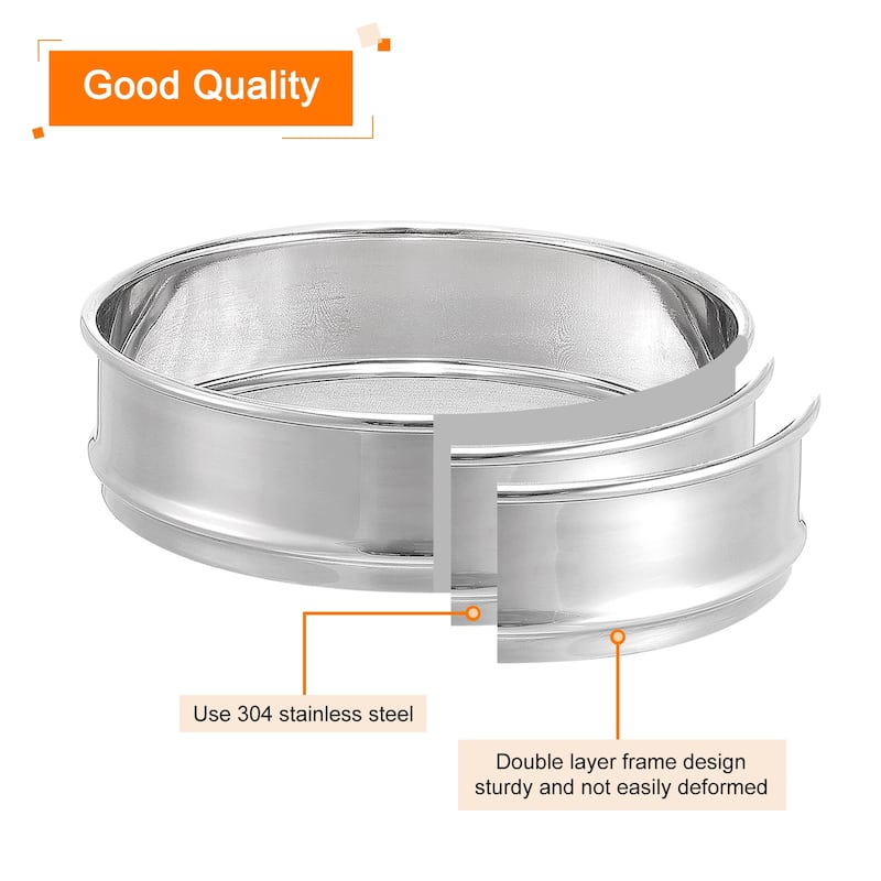 80 Mesh Lab Sieve, 8" Diameter Test Sieve 304 Stainless Steel Wire Cloth (0.2mm) - Silver - 8", 80 Mesh