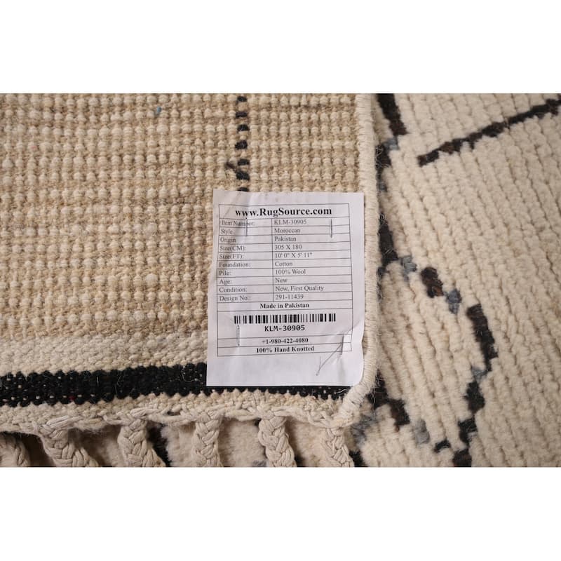 Moroccan Oriental Area Rug Handmade Stripe Wool Carpet - 5'11"x 10'0"