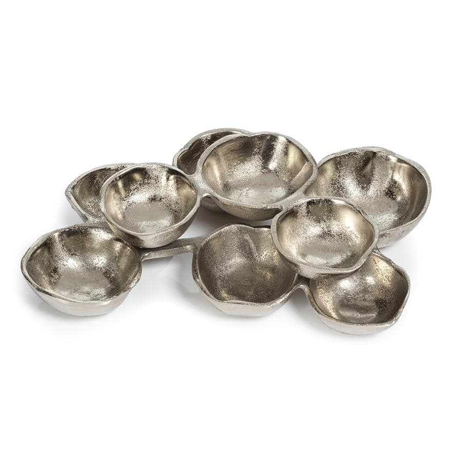 Ohanna 10" Long Cluster of 9 Serving Bowls- Nickel