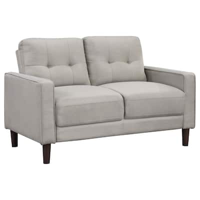 Bow 54 Inch Loveseat, Grid Tufted Back, Track Arms, Self Welt Trim, Beige