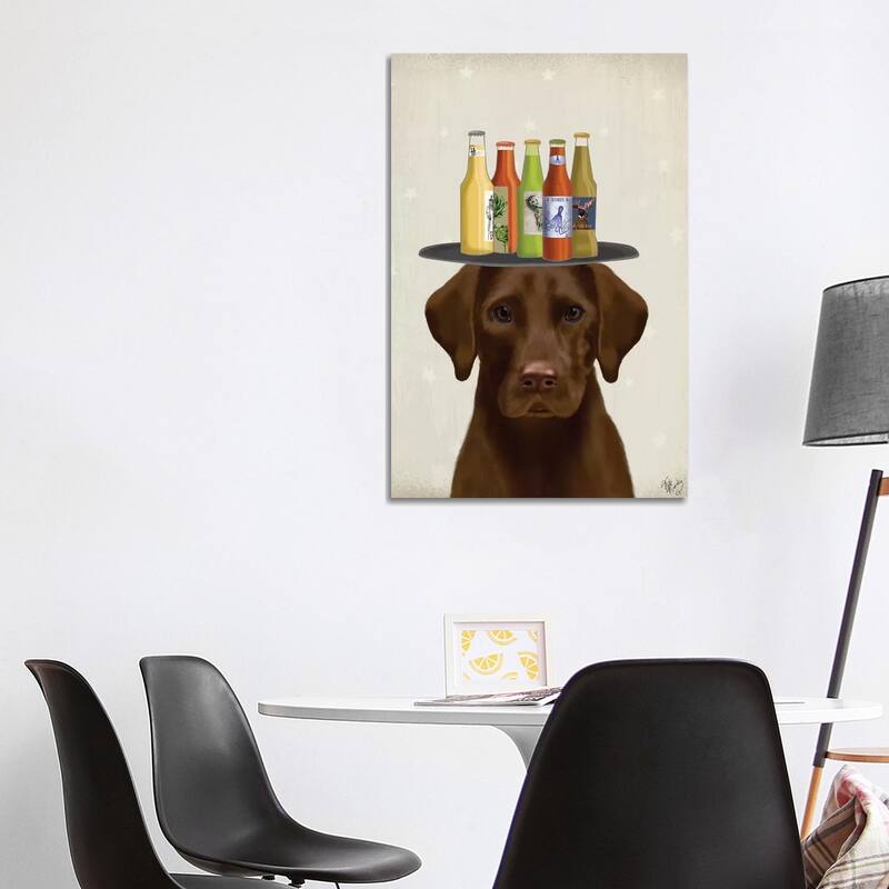 iCanvas "Labrador Chocolate Beer Lover" by Fab Funky Canvas Print - 40x26x1.5