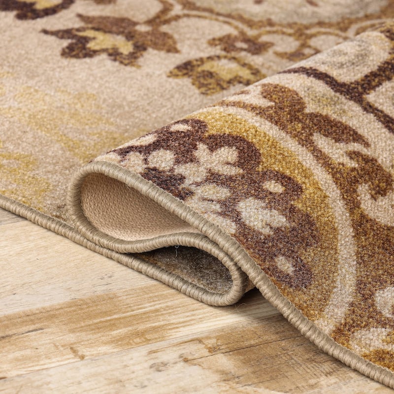 Superior Liena Medallion Non-Slip Washable Indoor Runner or Area Rug