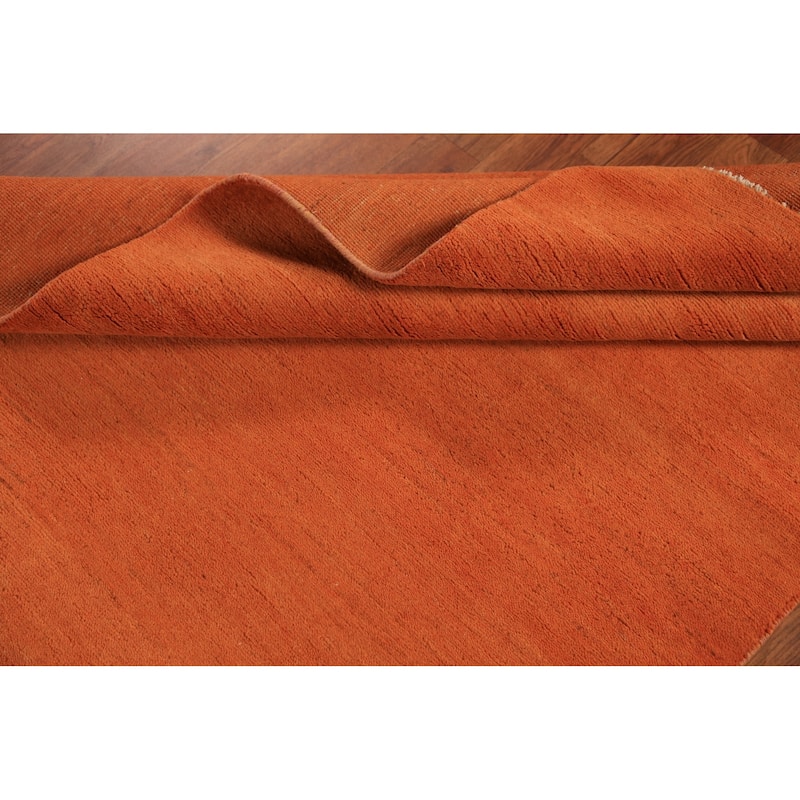 Orange Gabbeh Modern Rug Handmade Oriental Wool Carpet - 3'11" x 5'10"