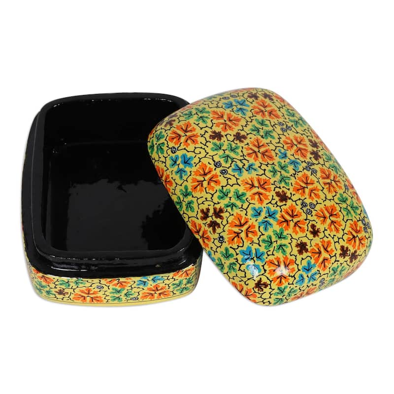 Novica Handmade Buttercup Foliage Papier Mache Decorative Box