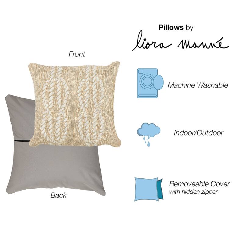 Liora Manne Frontporch Ropes Indoor/Outdoor Pillow Neutral 18" Square