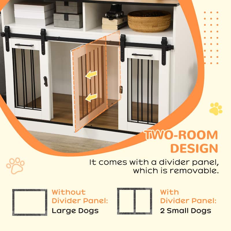 Dog Crate Furniture For Large Dogs Or Double Dog Kennel With Shelves, 47" X 23.5" X 35"