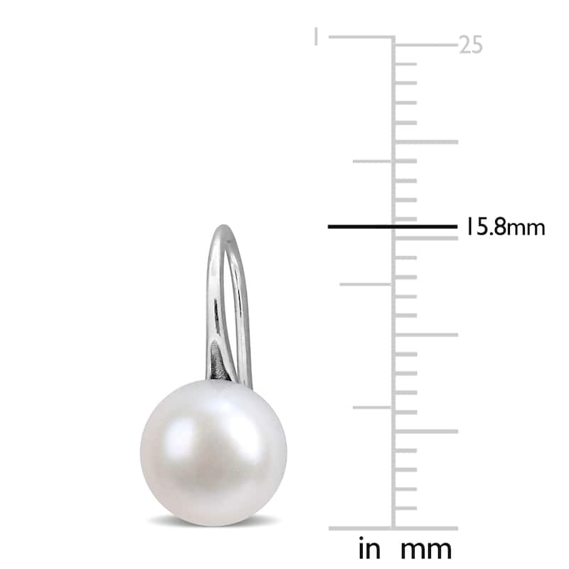 Miadora 7-8mm Cultured Freshwater Pearl Wave Shepherd Hook Earrings Sterling Silver