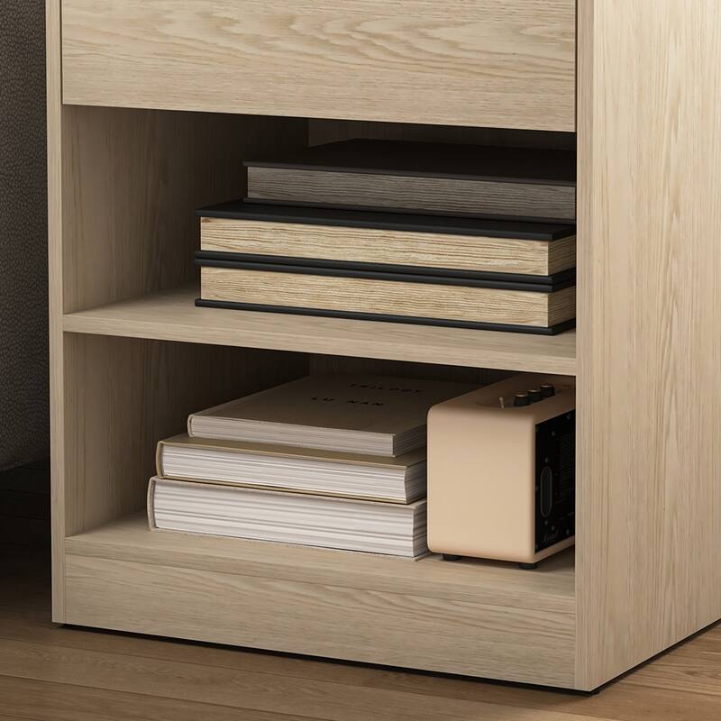 Nightstand with Charging Station,2 USB,Type C,Drawer,Adjustable Shelf