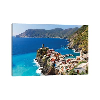 iCanvas "Coastal Town On A Cliff, Vernazza, Cinque Terre, Liguria, Italy" by George Oze Canvas Print
