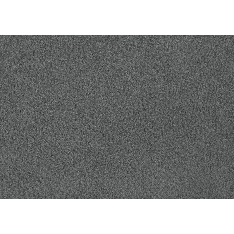 Queen Size Upholstered Bed Frame with Dark Grey Boucle Fabric and Button-Tufted Headboard