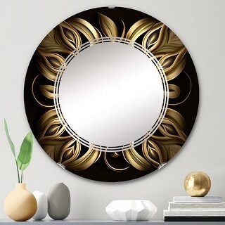 Designart 'Golden Lily On Black IV' Printed Floral Lily Wall Mirror ...