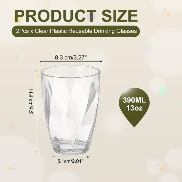 dimension image slide 0 of 18, Clear Reusable Drinking Glasses Diagonal Texture Plastic Cup
