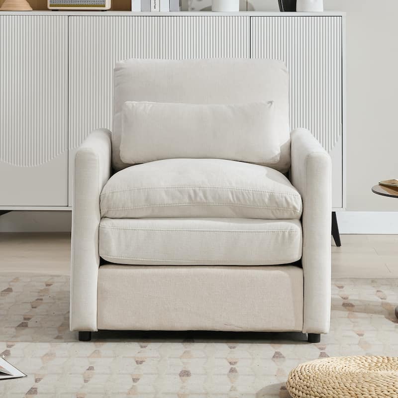 Oversized Chenille Fabric Cloud Sofa, Ergonomic Upholstered Lounge Armchair, Single Sofa Chair with Plush Cushion