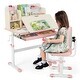 preview thumbnail 1 of 6, Gymax Pink Kids Desk & Chair Set Height Adjustable Children School Pink