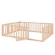 preview thumbnail 20 of 26, Queen Size Wood Floor Bed w/ Fence & Door Upholstered Bed Frame for Kids, Teens, Girls, Boys No Box Spring Needed, Easy Assembly